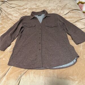 Pure Amici Brown Cotton Blend Button-Up Travel Shirt Women’s Large